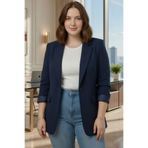 tarzımsüper Premium Seri Kadın Büyük Beden Oversize Tek Düğmeli Blazer Ceket Siyah – Astarlı Şık Model