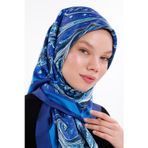 Tarzını Seç Gece Dalgaları Desenli Şifon Saten Eşarp - 100x100 cm