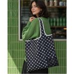 Tarzını Seç Katlanabilir Cepli Bez Market Çantası 44X48 cm – Siyah Beyaz Puantiye Desenli Alışveriş Çantası - 44 x 48 cm - Siyah - Beyaz