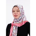 Tarzını Seç Zincir Desenli Pudra Pembe Şifon Saten Eşarp - 100x100 cm