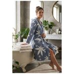 tarzQeen peştemal Lüks Jakarlı Müslin Bornoz - Yaprak Desenli, Boho Stil Plaj ve Banyo