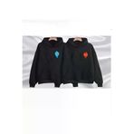 Tarzsokak atessukapşonluçift Çift Sevgili Siyah Ateş Su Baskılı Kapşonlu Kanguru Cepli Pamuklu 2Li Sweatshirt