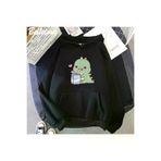 Tarzsokak BDropshippingStore-4353 Siyah Dinozor Boy Karikatür Hoodie Sevimlikız Rahat Komik Lar Için Ka