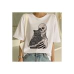 Tarzsokak Beyaz Yeni Sevimli Kedi Komik Karikatür Baskı Tshirt Harajuku Kawaii T-shi
