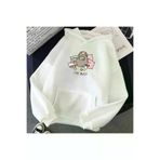 Tarzsokak BIQUINI-9077 Beyaz Unisex 2021 Komik Kedi Hoodie Moda Kawaii Kore Harajuku 90 S Karikatür Elbise Kadı