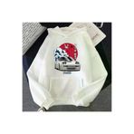 Tarzsokak BIQUINI-9377 Beyaz Unisex Anime Hoodie Sokak Stili Nippon Crewneck Üstleri Y2K Boy