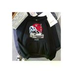 Tarzsokak BIQUINI-9377 Siyah Unisex Anime Hoodie Sokak Stili Nippon Crewneck Üstleri Y2K Boy