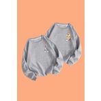 Tarzsokak Gri Bugs Bunny Sevgili Çift Kombini Bisiklet Yaka Sweatshirt 2'li Set Tarzsokak-unisex-oversize-kalıp-19176