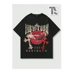 Tarzsokak Grunge Punk Erkek Haç ve Dudak Baskılı Kısa Kollu Tişört TYBTarzsoka-HAR-TREND-3599180417630
