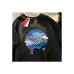 Tarzsokak RONTWE -3112 Siyah Japon Harajuku Sakura Fuji Dağı Tee Elbise Yaz Hip Hop Tshirt Crewneck Gr