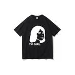 Tarzsokak RONTWE -3350 Siyah Klasik Tv Komik/ Harajuku Yaz Üstleri Vintage Unisex