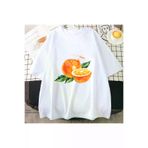 Tarzsokak RONTWE -4440 Beyaz Meyve Nar Turuncu Harajuku Tshirt Kawaii Bahar Ve Yaz Kısa Kol