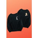 Tarzsokak Siyah Bugs Bunny Sevgili Çift Kombini Bisiklet Yaka Sweatshirt 2'li Set Tarzsokak-unisex-oversize-kalıp-19176