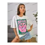 Tarzsokak Tarzsokak-TREND-SOKAK-STİLİ-1314 Unisex Bay Petite Göz Ve Harf Grafik Damla Omuz Yazlık Giysiler Tişört Kod-1314