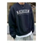Tarzsokak Tarzsokak-unisex-oversize-kalıp-19605 Erkek Lacivert Macrocosm Basklı Oversize Bisiklet Yaka Sweatshirt Bsgmacrocosms Lacivert