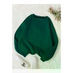 Tarzsokak Tarzsokak-unisex-oversize-kalıp-19811 Kadın Nefti Yeşili Düz Bisiklet Yaka Sweatshirt Ts-Baskszbskltks Yeşil