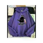 Tarzsokak Tarzsokak-unisex-oversize-kalıp-20088 Özel Tasarım Kapüşonlu What ? Kedi Baskılı Süper Oversize Kadın Sweatshırt Ldywht10 Mor
