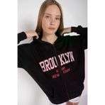Tarzsokak Tarzsokak-unisex-oversize-kalıp-20190 Kadın Siyah Brooklyn Baskılı Oversize Hırka Brooklynhırka