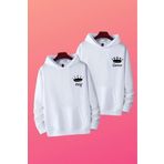 Tarzsokak Unisex Beyaz Queen Baskılı Sevgili Kombini 2'li Set benisengiydiroueensweat Tarzsokak-unisex-oversize-kalıp-19399