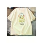 Tarzsokak USSEMEI-2814 Clairo Köpek Yavrusu Kulaklık T-Shirt Komik Sevimli Kedi Tee Merch Y2K Erkek Giyim Büyük Boy 2814