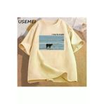 Tarzsokak USSEMEI-2914 Ben Plaj Komik Meme T Shirt Üzerinde Aptal Inek Olabilir Pamuk Kısa Kollu Erkek Moda O-Boyun 2914