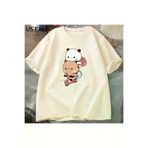 Tarzsokak USSEMEI-3040 Panda Ve Brownie Ayı Çift Bisiklet Sürme T-Shirt Boy Komik Karikatür T Shirt Erkekler Pamuk O 3040