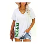 Tarzsokak vyakahappiness Kadın V Yaka Siyah Beyaz Tişört Happiness Baskılı Oversize