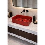 Taş Atölyesi Mermer Desenli Tezgah Üstü Çiftlik Model Taş Lavabo 60 x 40 cm - Bordo