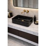Taş Atölyesi Mermer Desenli Tezgah Üstü Çiftlik Model Taş Lavabo 60 x 40 cm - Siyah