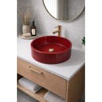 Taş Atölyesi Mermer Desenli Tezgah Üstü Yuvarlak Çanak Taş Lavabo 45 cm - Bordo