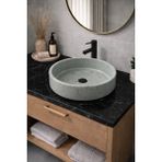 Taş Atölyesi Mermer Desenli Tezgah Üstü Yuvarlak Çanak Taş Lavabo 45 cm - Gri