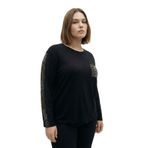 Taş Baskılı Uzun Kollu Büyük Beden Bluz-Siyah 2-L