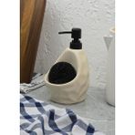 Taş Desenli Sıvı Sabunluk - Sünger Hazneli Mutfak Sabunluğu - 700 ml - Çakıl Desen - Krem