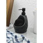 Taş Desenli Sıvı Sabunluk - Sünger Hazneli Mutfak Sabunluğu - 700 ml - Çakıl Desen - Siyah