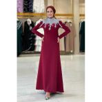 Taş Detaylı Abiye Elbise 3916 Bordo
