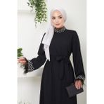 Taş Detaylı Abiye Elbise Siyah HM22464 - 42