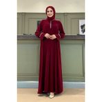 Taş Detaylı Elbise 6033 Bordo - 48