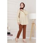 Taş Detaylı Hilal Tunik-Bej