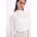 Taş Detaylı Transparan Bluz - Krem