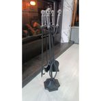 Taş Devri Şömine - 5'li Lüks Bronz Topuz Başlıklı Şömine Ve Soba Maşa Aksesuar Seti