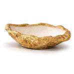 Taş Dokulu Beton Dekoratif Kase, El Yapımı Modern Minimalist Orta Sehpa Objesi, Salon ve Masa Üstü Aksesuarı, 30 cm (GOLD-BEJ)