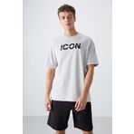 Taş Pamuklu Kalın Yumuşak Dokulu Oversize Fit Baskılı Erkek T-Shirt - 88331