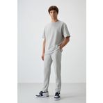 Taş Pamuklu Kalın Yumuşak Dokulu Oversize Fit Nakışlı Erkek Eşofman Takım - 85252