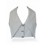 Taş rengi gold düğmeli crop yelek