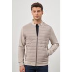 Taş Rengi Kapitone Dik Yaka Astarlı Slim Fit Dar Kesim Klasik Mont 1007245154
