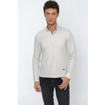 Taş Rengi Uzun Kollu Suprem Polo Yaka Garnili Casual Slim Fit Dar Kesim %100 Pamuk Sweatshirt 1013225100