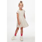 Taş Renkli Basic Kız Çocuk Kısa Kollu Elbise - 4 Yaş