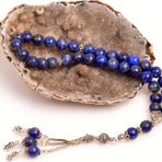 Taş Sandığı Lapis Lazuli Taşı Gümüş Tesbih - 8 mm - Üç Kamçılı