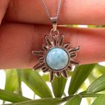 Taş Sandığı Larimar Taşı Güneş Kolye