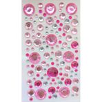 Taş Sticker Pembe Yuvarlak Yapışkanlı Saç , Yüz Ve Tırnak Taşı Iş